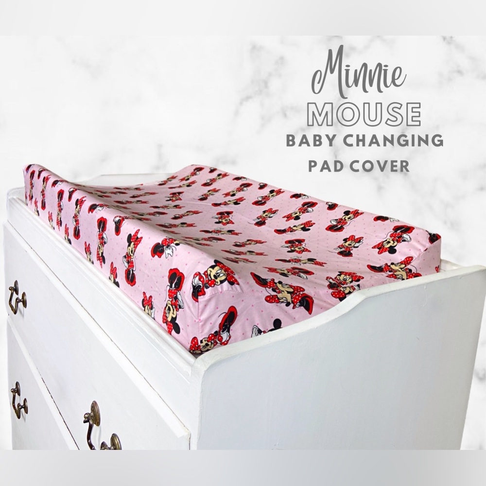 Handmade Minnie Mouse Baby Changing Pad Cover